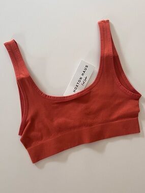 HOXTON HAUS Rust Red Ribbed Sports Bra Bralette Size XS/S NWT Gorpcore